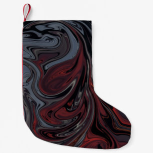 Gray and red abstract painting small christmas stocking