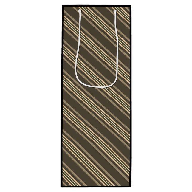 Gray and sepia line pattern wine gift bag (Front)