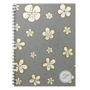 Gray and white forget me nots floral notebook