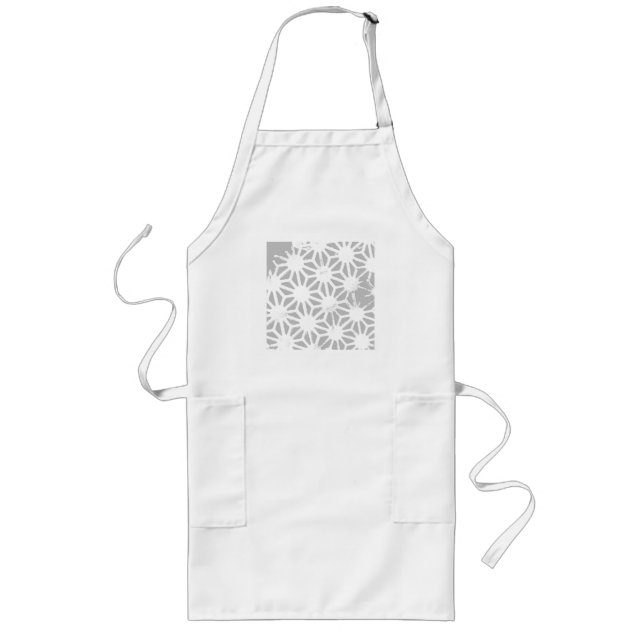 Gray and white geometric pattern long apron (Front)