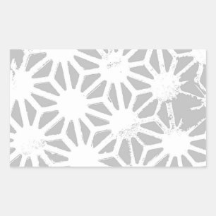 Gray and white geometric pattern rectangular sticker