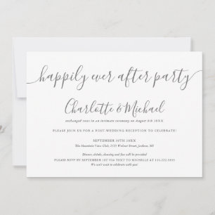 Gray And White Happily Ever After Party Wedding Invitation