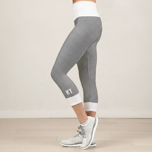 Gray and white herringbone pattern leggings 