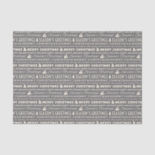 Gray and White Merry Christmas Retro Typography Tissue Paper