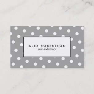 Gray and white polka dot pattern business card
