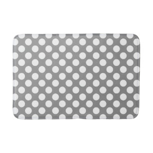 Gray and white polka dots bath mat