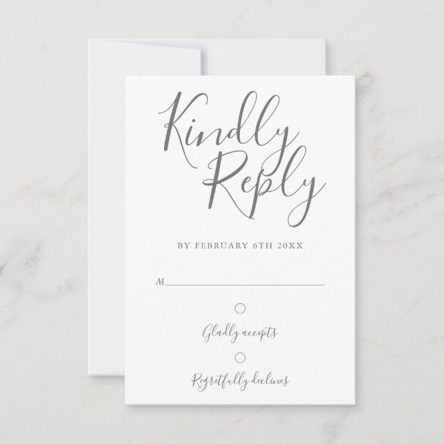Gray And White Signature Script Simple Modern RSVP (Front)