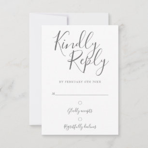 Gray And White Signature Script Simple Modern RSVP