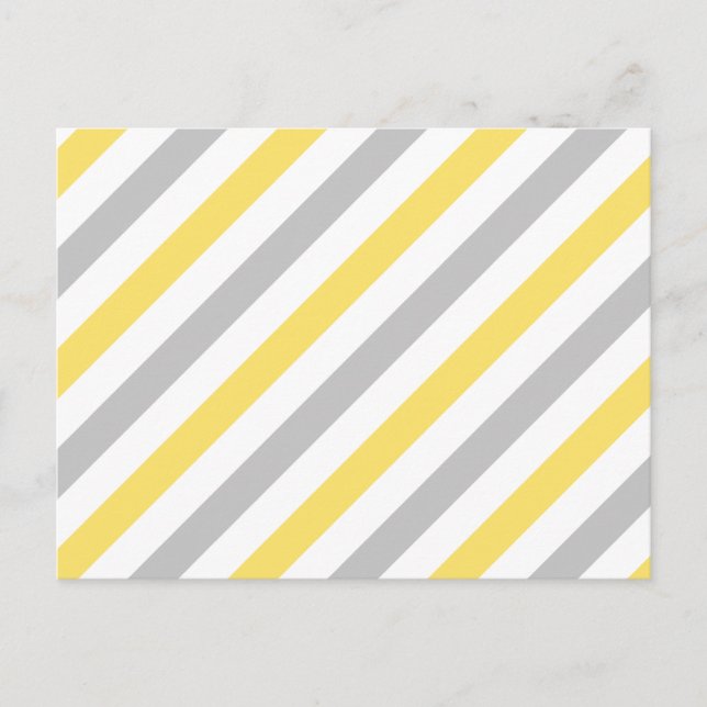 Gray and Yellow Diagonal Stripes Pattern Postcard (Front)