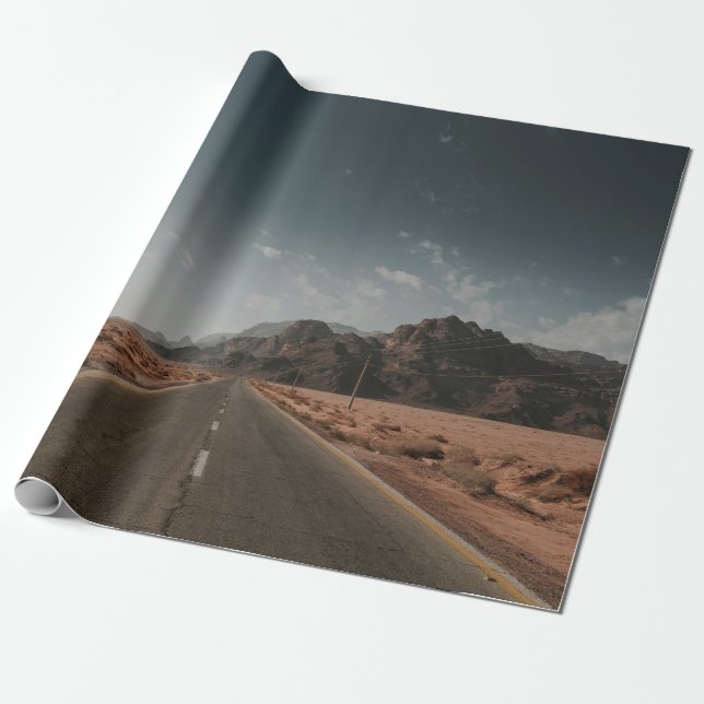 GRAY ASPHALT ROAD WRAPPING PAPER (Unrolled)