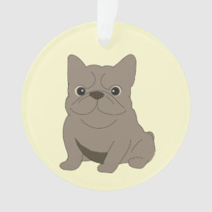 Gray Baby French Bulldog, Cream, Ornament