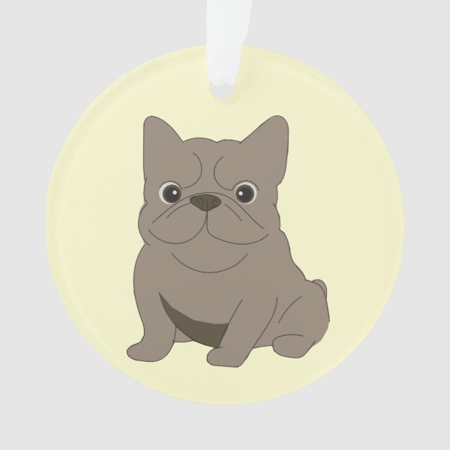 Gray Baby French Bulldog, Cream, Ornament (Front)