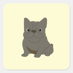 Gray Baby French Bulldog, Cream, Square Sticker