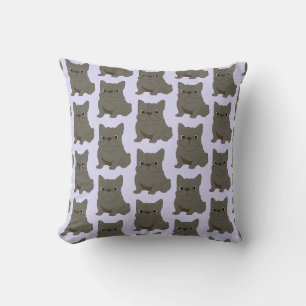 Gray Baby French Bulldog, purple, lavender Cushion