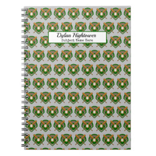 Gray Baseball Bats Diamond Pattern Name Subject Notebook