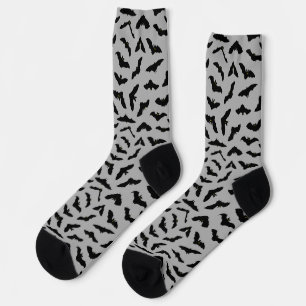Gray Bat Pattern Halloween Socks