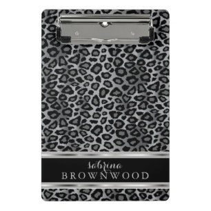 Gray, Black and Silver Leopard Skin Pattern Mini Clipboard