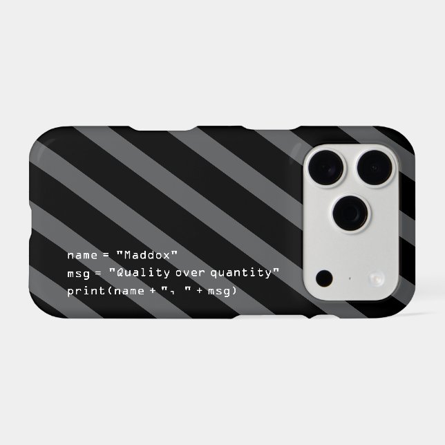 Gray Black and White Personalized Python Code  (Back Horizontal)