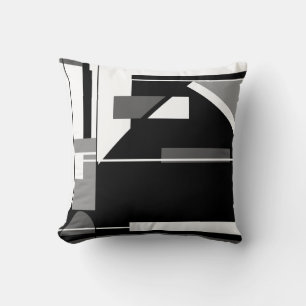 Gray Black Charcoal White Nautical Look Abstract Cushion