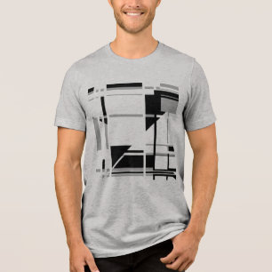 Gray Black MCM-inspired Abstract Labyrinth Design Tri-Blend Shirt