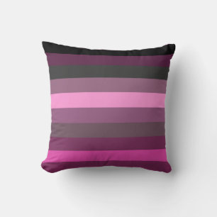  Gray, Black, Plum & Hot Pink Stripes Cushion