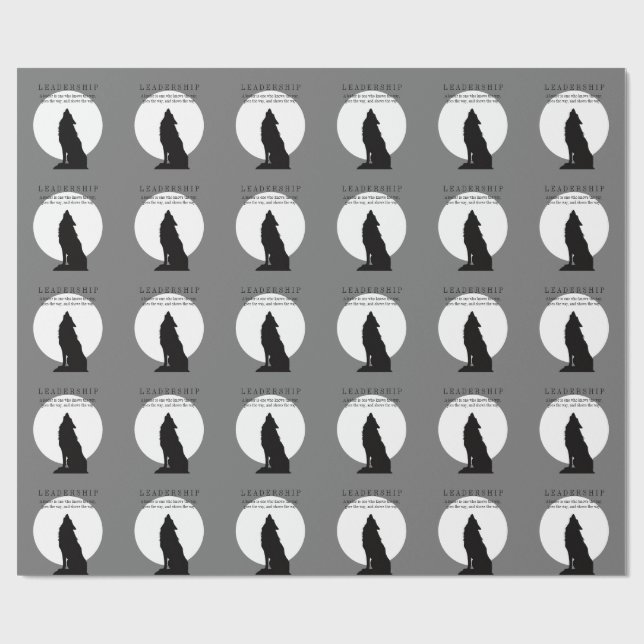 Gray Black Pop Art Leadership Wolf Howling Wrapping Paper (Flat)