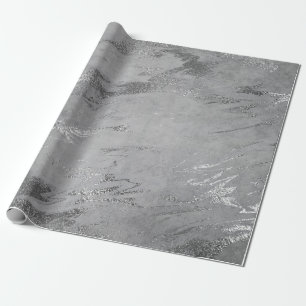 Gray Black Silver Graphite Marble Shiny Glam Wrapping Paper