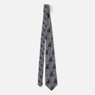 Gray Black Snowboarding Winter Sport Pattern Tie