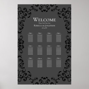 Gray & Black Swirl Gothic Wedding Poster
