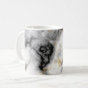 Gray Black White and Gold Marble Pattern Coffee Mug