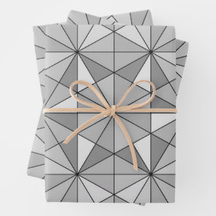 Gray black white Mosaic Triangle retro Pattern Wrapping Paper Sheet