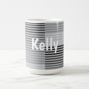 Gray, Black, White Stripes Coffee Mug