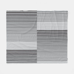 Gray, Black, White Stripes Fleece Blanket