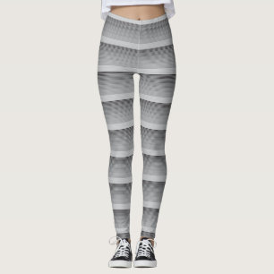 Gray, Black, White Stripes Leggings