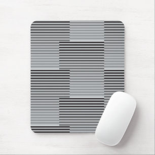 Gray, Black, White Stripes Mouse Mat
