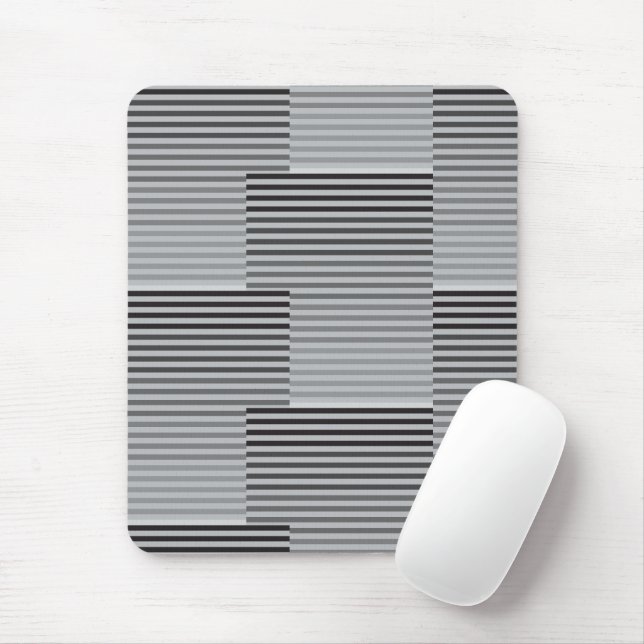 Gray, Black, White Stripes Mouse Mat (With Mouse)