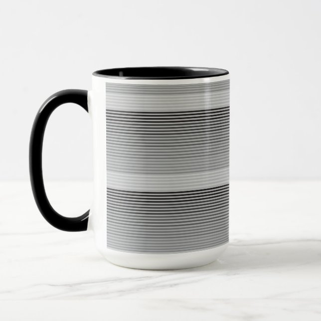 Gray, Black, White Stripes Mug (Left)
