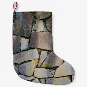 Gray brick wall small christmas stocking