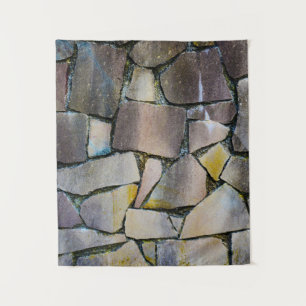 Gray brick wall tapestry