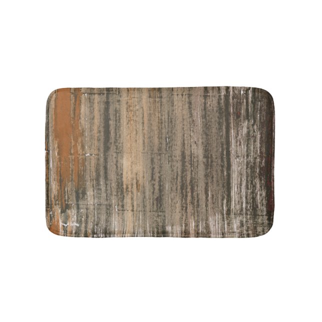 Gray brown abstract acrylic art bath mat (Front)