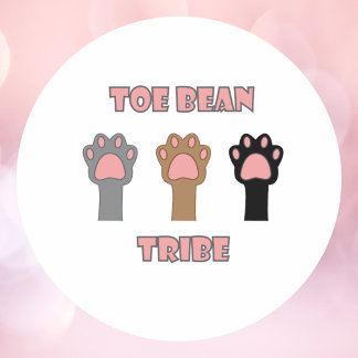 Gray Brown Black Kitty Paw Print Toe Beans Classic Round Sticker