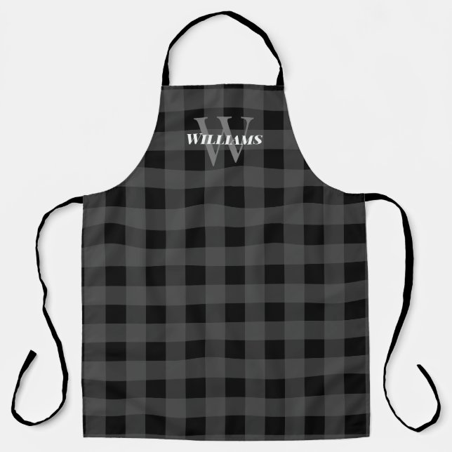 Gray Buffalo Check Name & Initial Apron (Front)