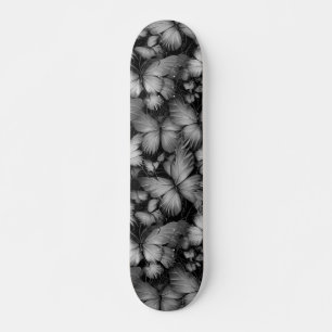 Gray Butterflies Print Skateboard