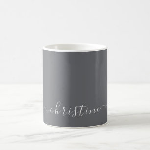 Gray C19 & White Minimalist Modern Name Custom  Coffee Mug
