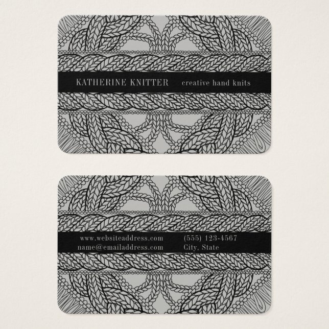GRAY CABLE KNIT Euro Size Business Card (Front & Back)