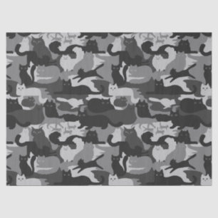 Gray Camouflage Cats Pattern Grey Kitty Cats Camo Tissue Paper