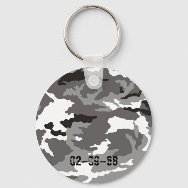 Gray camouflage pattern key ring (Front)