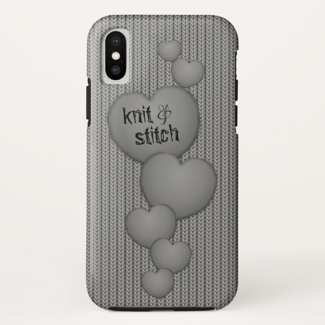 GRAY Cascading Hearts❤ Knit iPhone case (Back)