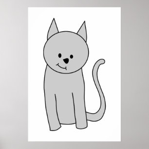 Gray Cat Cartoon. Poster