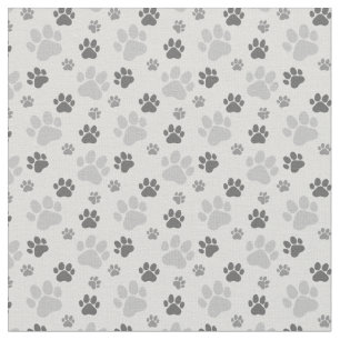 Gray Cat Paw Print Pattern Fabric
